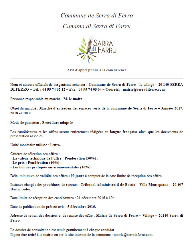 Marché triannuel 2017 - 2018 - 2019 Entretien des espaces verts Marché triannuel 2017 - 2018 - 2019 Entretien des espaces verts