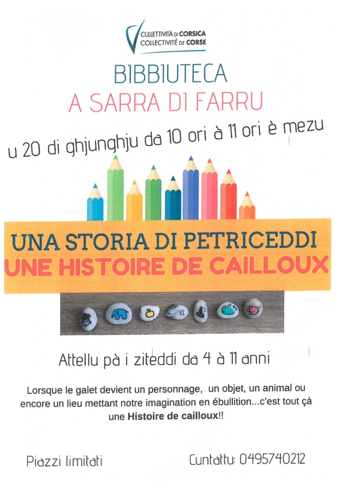 Atelier "histoire de cailloux" bibliothèque de Serra di Ferro