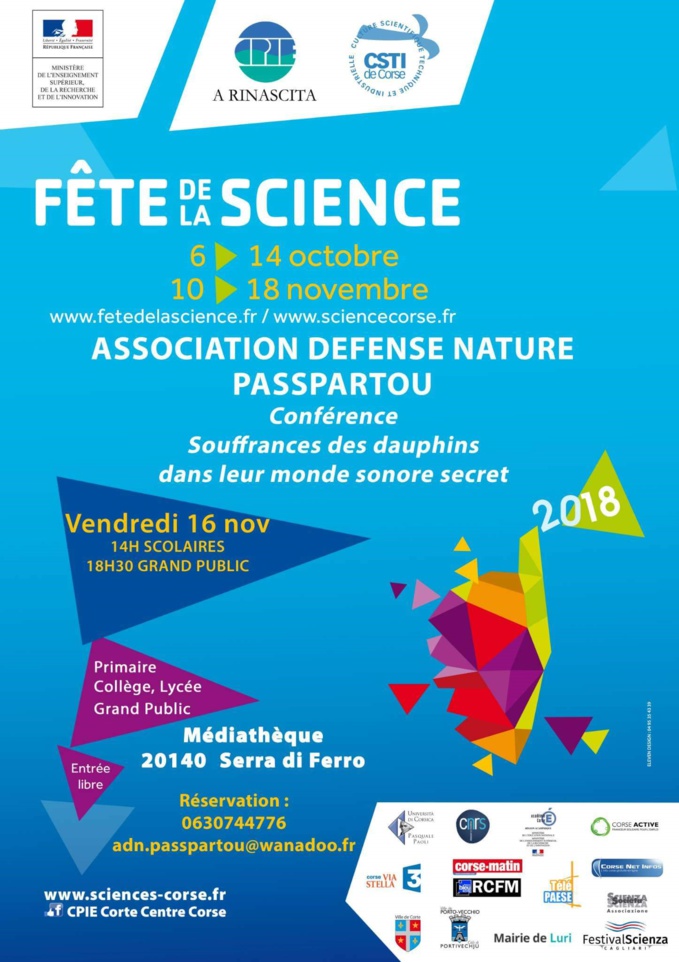 Conférence "la vie secrète et intime des dauphins" par Thierry hoolans dans le cadre de la fête de la science