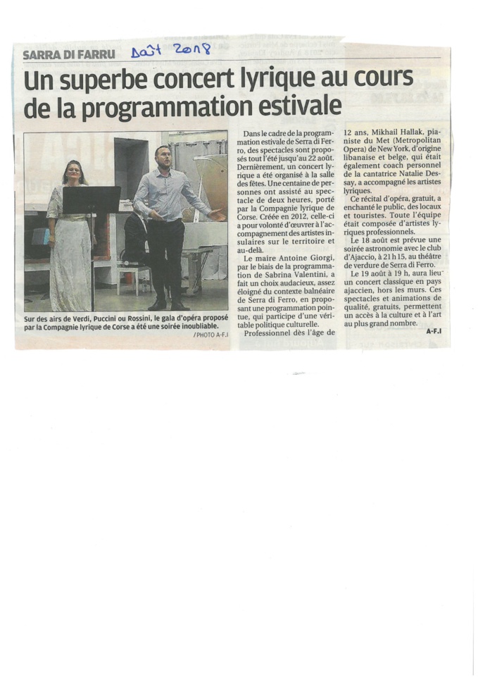 Corse matin de mai à novembre 2018 Corse matin de mai à novembre 2018