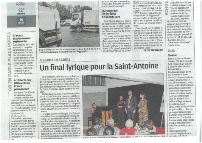 Corse matin Cathy Terrazzoni 21 janvier 2020 Corse matin Cathy Terrazzoni 21 janvier 2020