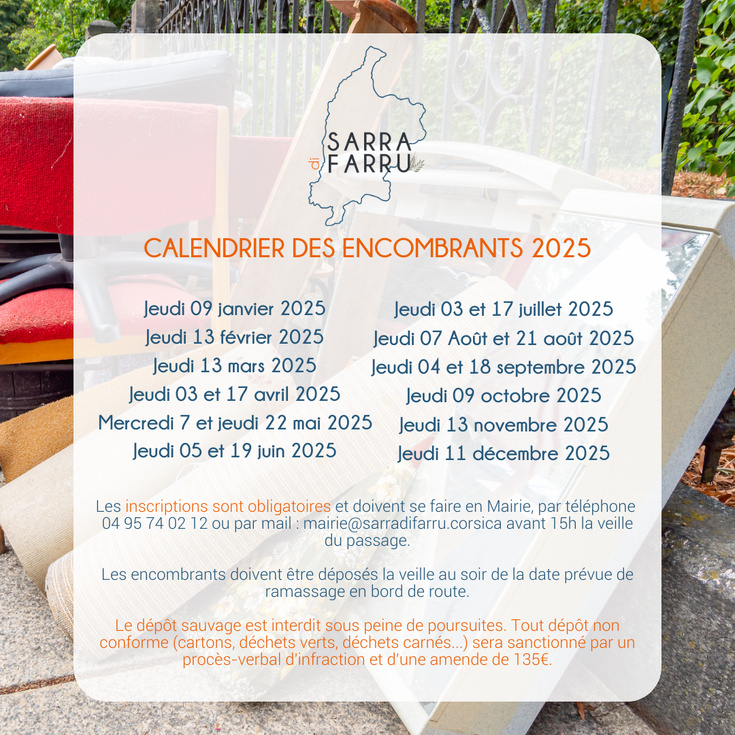 Calendrier des encombrants 2025  Calendrier des encombrants 2025