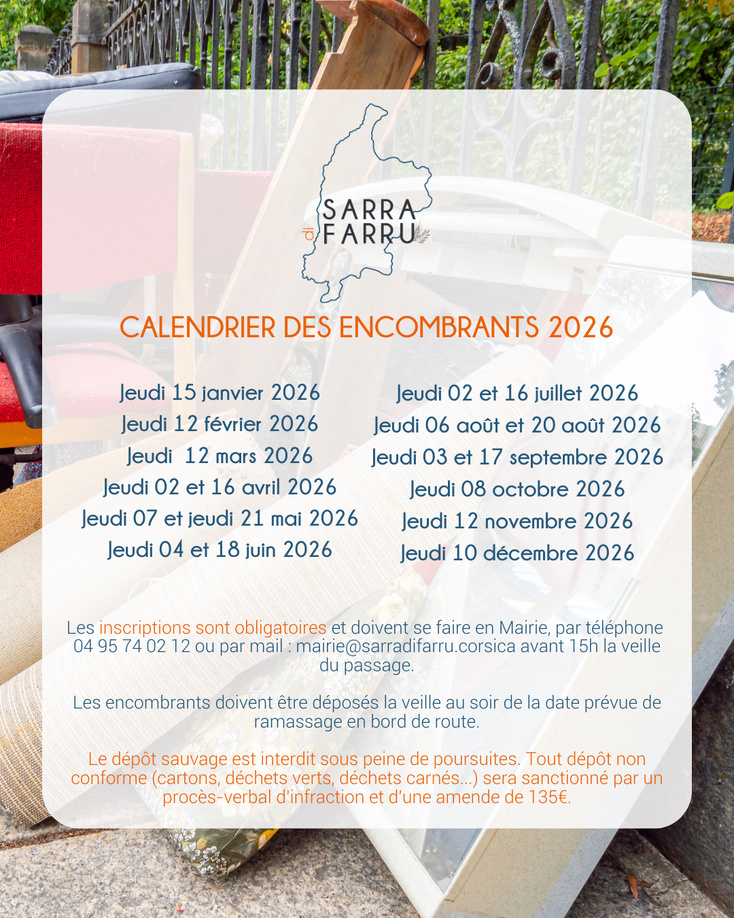 Calendrier des encombrants 2026 Calendrier des encombrants 2026