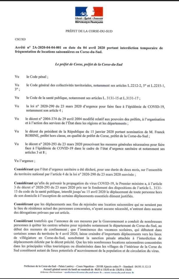  Covid-19 et vacances scolaires :interdiction des locations saisonnières en Corse-du-Sud