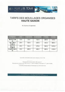  Tarifs du port Jean-Baptiste Tomi 2020
