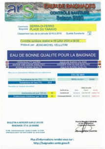 Analyse des eaux de baignade Juillet 2020 Analyse des eaux de baignade Juillet 2020