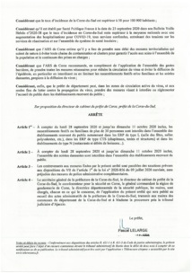 Arrêté n°2A-2020-09-25-00 du 25 septembre 2020 portant sur l'interdiction des rassemblements festifs ou familiaux de plus de 30 personnes
