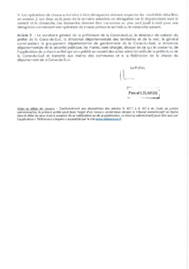  Arrêté n° 2A-2020-11-06-003 modifiant l'arrêté n° 2A-2020-11-02-008 du 02/11/2020 interdisant la chasse sur tout le territoire de la Corse du Sud