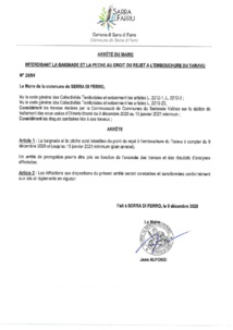 Arrêté interdisant la baignade et la pêche au droit du rejet a l'embouchure du taravu  Arrêté interdisant la baignade et la pêche au droit du rejet a l'embouchure du taravu