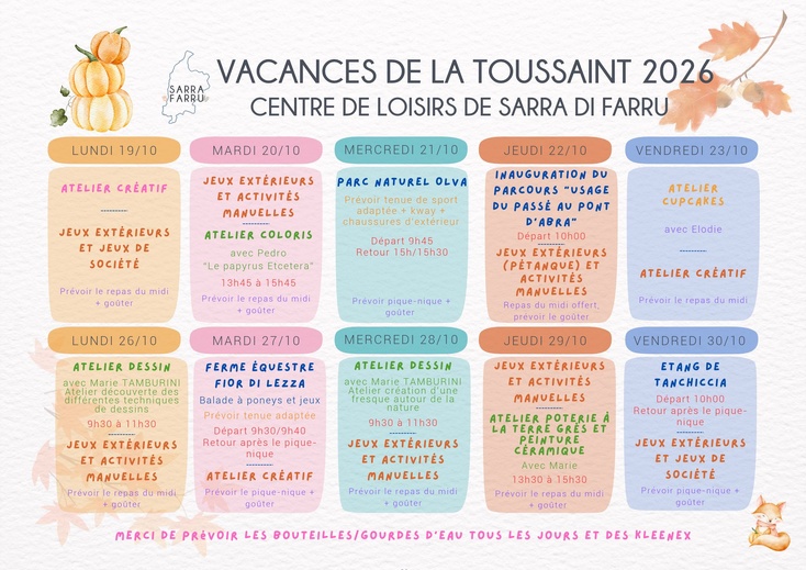 Centre de loisirs : planning & inscriptions Centre de loisirs : planning & inscriptions