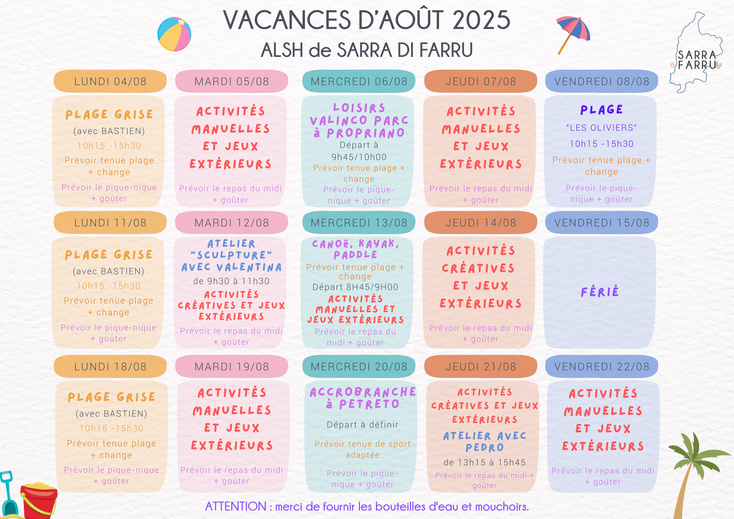 Centre de loisirs : planning & inscriptions
