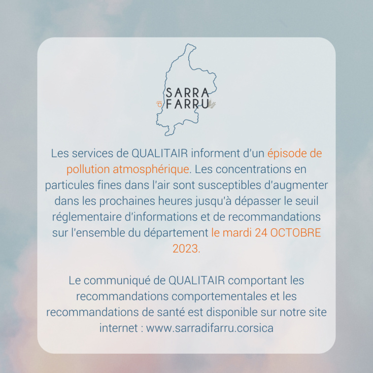 Episode de pollution atmosphérique lundi 18 septembre 2023