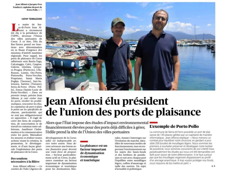 Article de Cathy TERRAZZONI dans le Corse-Matin du 8 juillet 2023. Article de Cathy TERRAZZONI dans le Corse-Matin du 8 juillet 2023.
