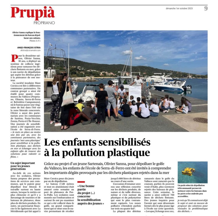 Article d'Ange-François ISTRIA dans le Corse-Matin du 01 octobre 2023 Article d'Ange-François ISTRIA dans le Corse-Matin du 01 octobre 2023