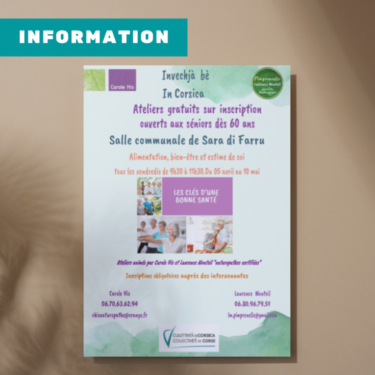 ℹ Les ateliers du bien vieillir reviennent à SARRA DI FARRU ℹ Les ateliers du bien vieillir reviennent à SARRA DI FARRU