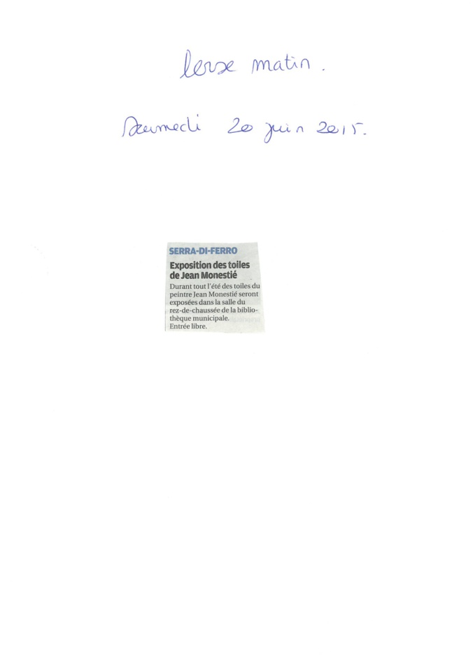 CORSE MATIN 20 JUIN 2015 CORSE MATIN 20 JUIN 2015