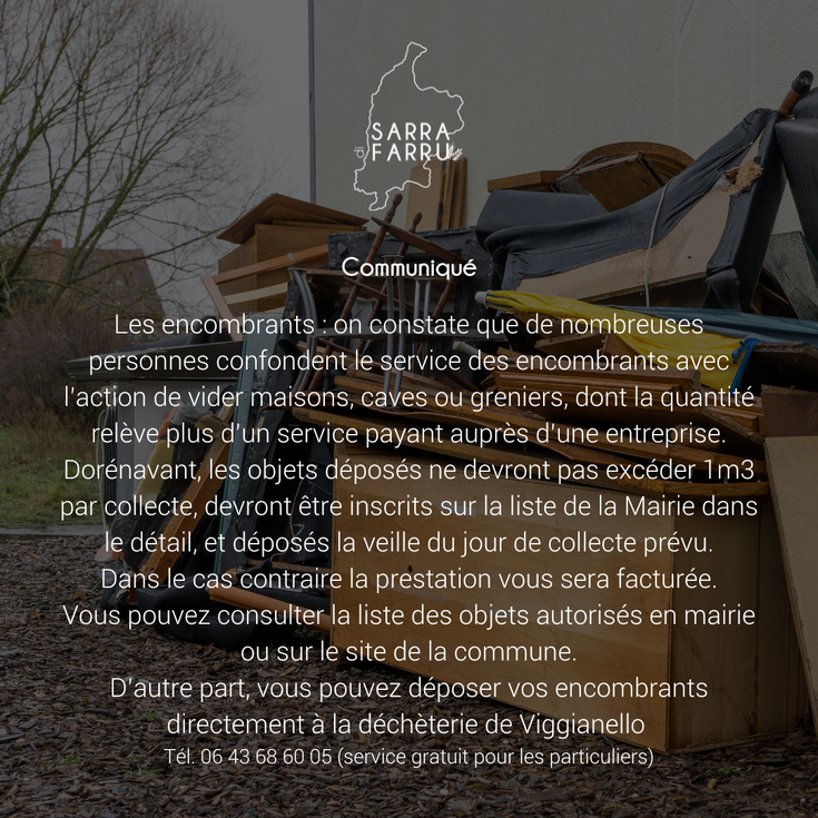 Communiqué au sujet des encombrants Communiqué au sujet des encombrants