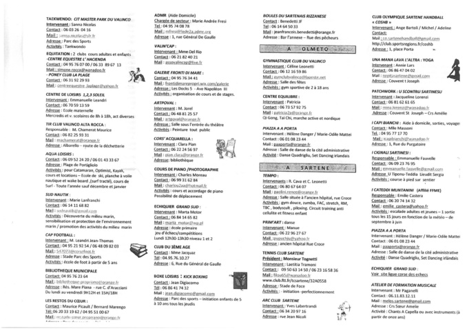 Activités sportives et culturelles associations 2015/2016 Activités sportives et culturelles associations 2015/2016