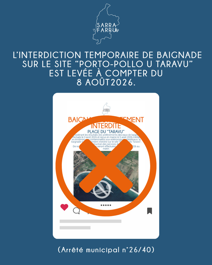 Fin de l'interdiction de baignade à Porto-Pollo plage du Taravu Fin de l'interdiction de baignade à Porto-Pollo plage du Taravu