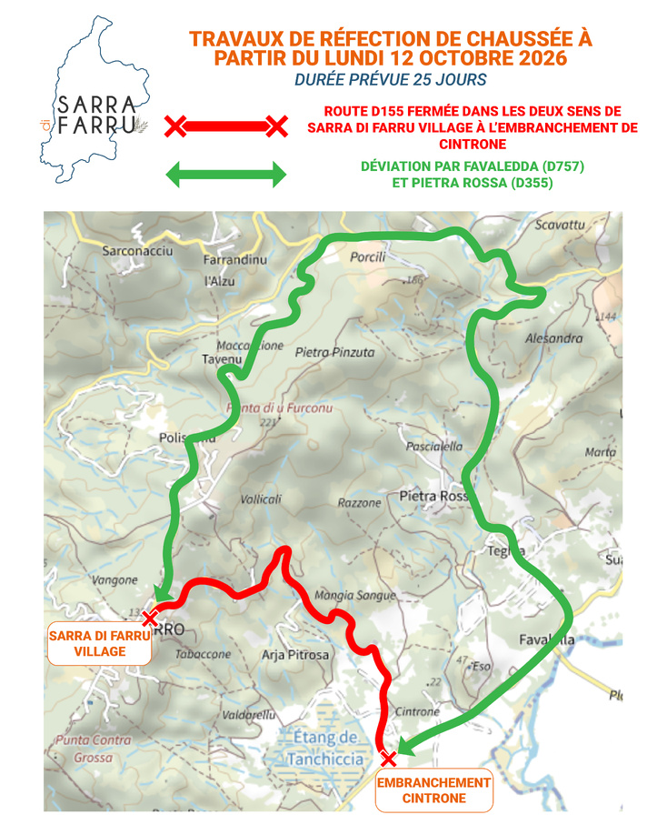 INFO TRAVAUX Collectivité de Corse – Réfection des routes à partir du lundi 12 octobre 2026 INFO TRAVAUX Collectivité de Corse – Réfection des routes à partir du lundi 12 octobre 2026