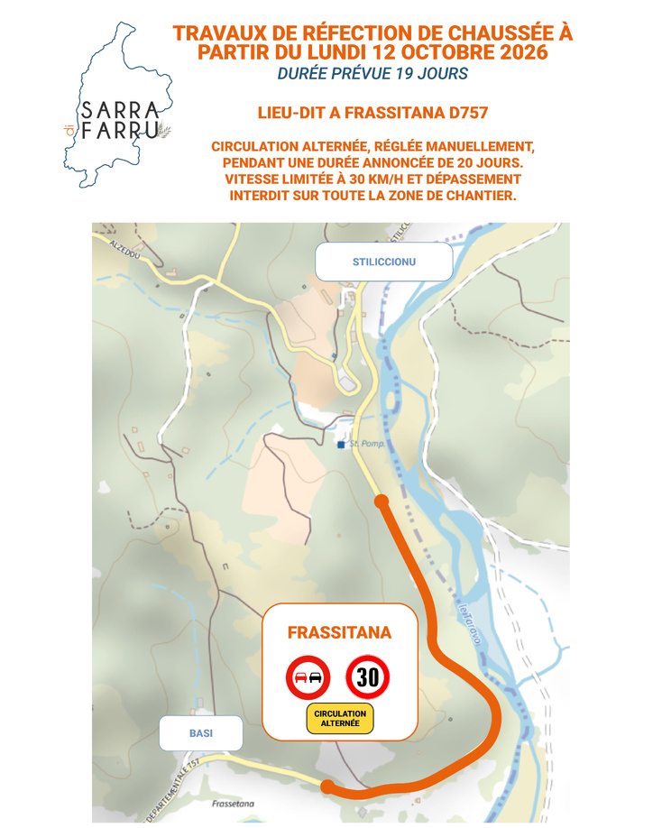 INFO TRAVAUX Collectivité de Corse – Réfection des routes à partir du lundi 12 octobre 2026