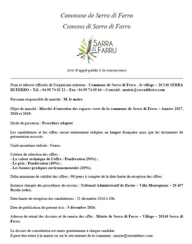 Marché triannuel 2017 - 2018 - 2019 Entretien des espaces verts Marché triannuel 2017 - 2018 - 2019 Entretien des espaces verts