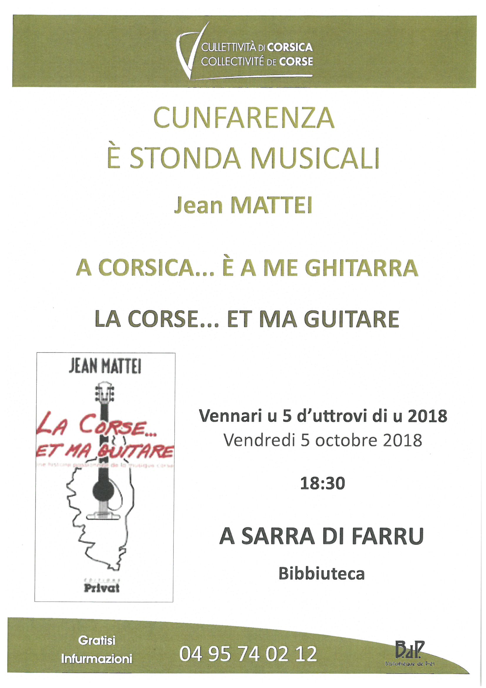 Conférence et moment musical "la Corse et ma guitare" de Jean Mattei