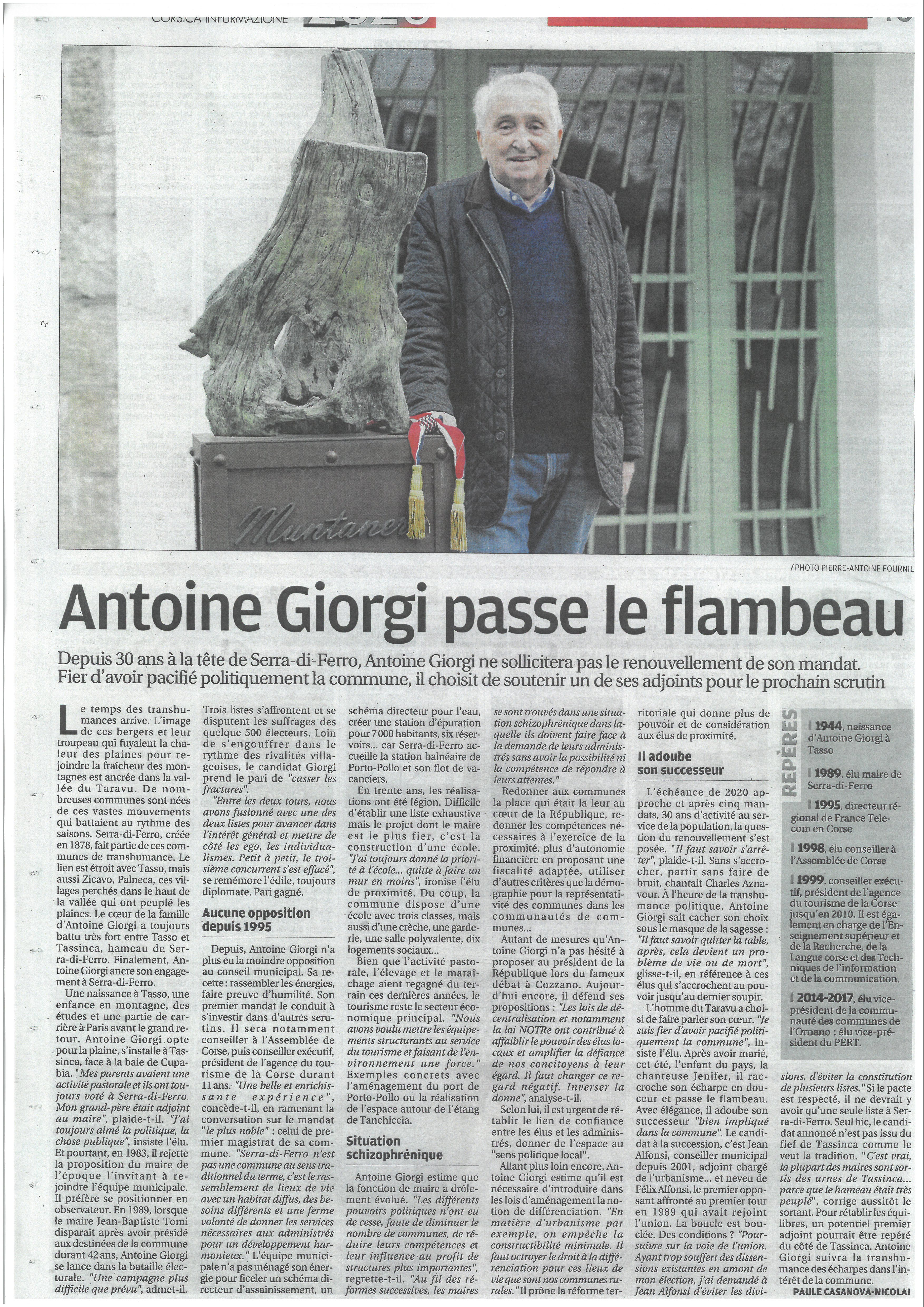 Article Corse matin de vendredi 15 novembre 2019