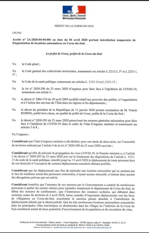 covid-19 et vacances scolaires :interdiction des locations saisonnières en Corse-du-Sud