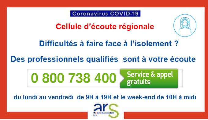 Covid-19 célulle d'écoute régionale et attestation deplacement dérogatoire numérique Covid-19 célulle d'écoute régionale et attestation deplacement dérogatoire numérique