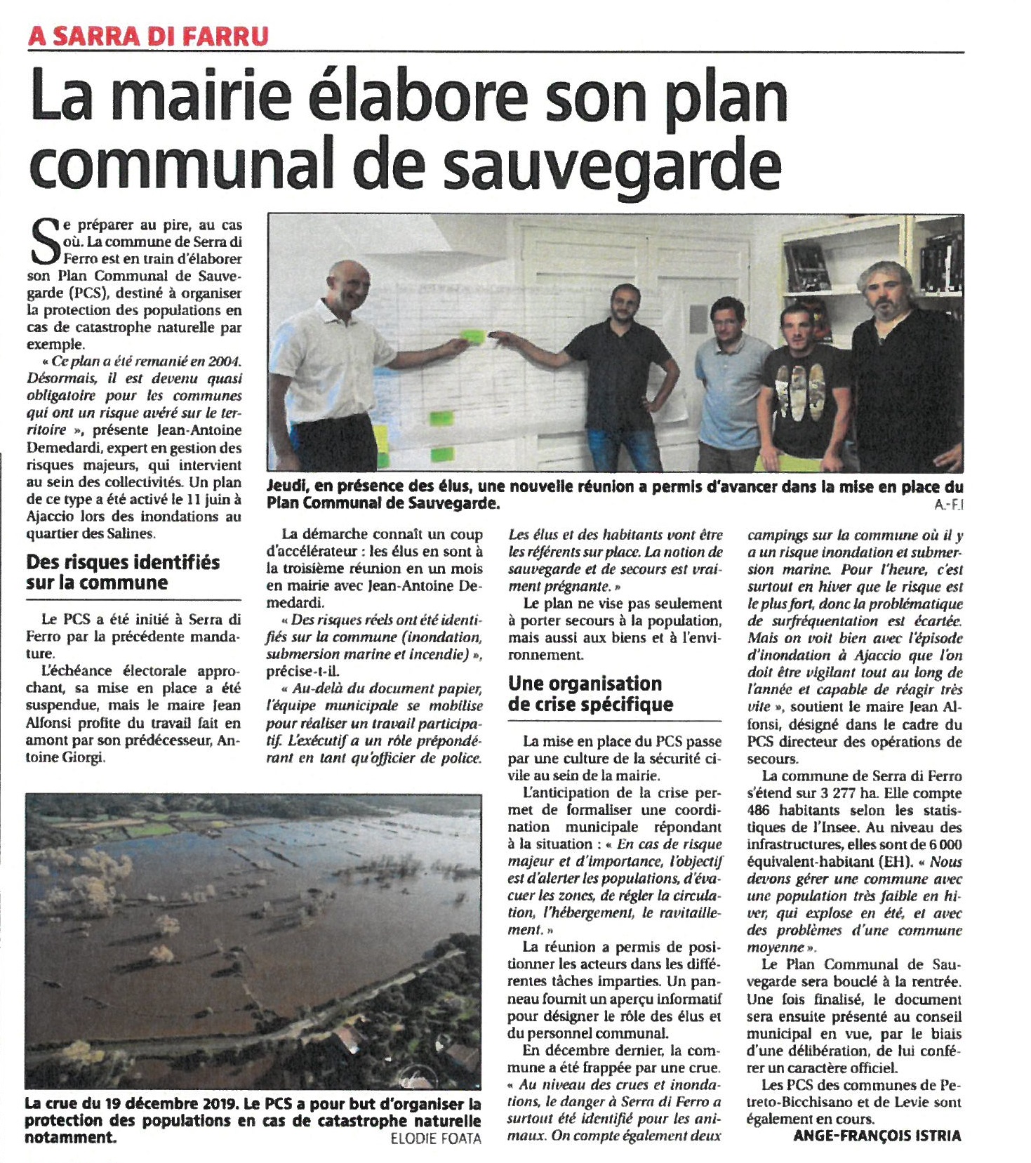 Article de corse matin du samedi 4 juillet 2020