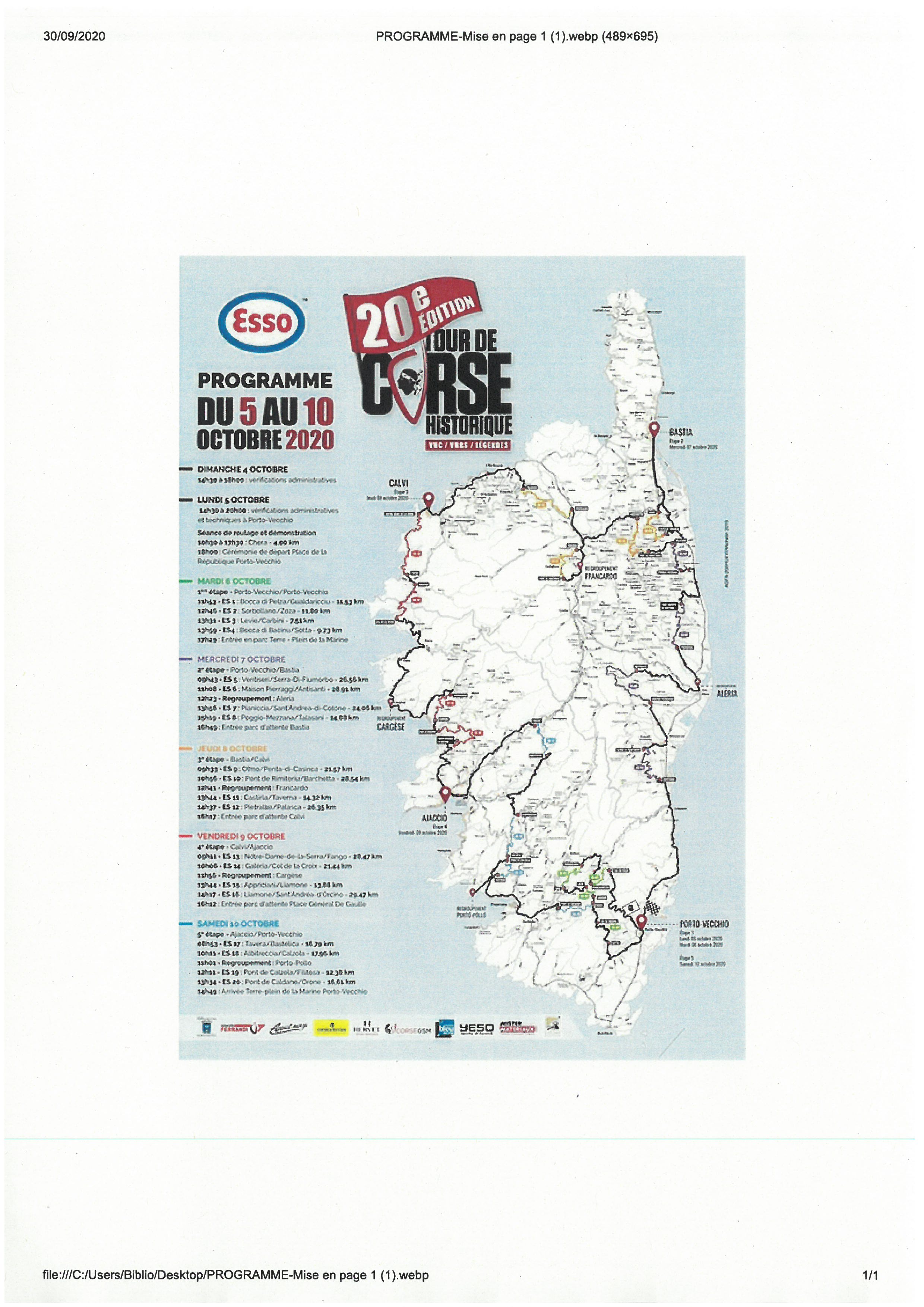 TOUR DE CORSE HISTORIQUE 05 - 10 OCTOBRE 2020