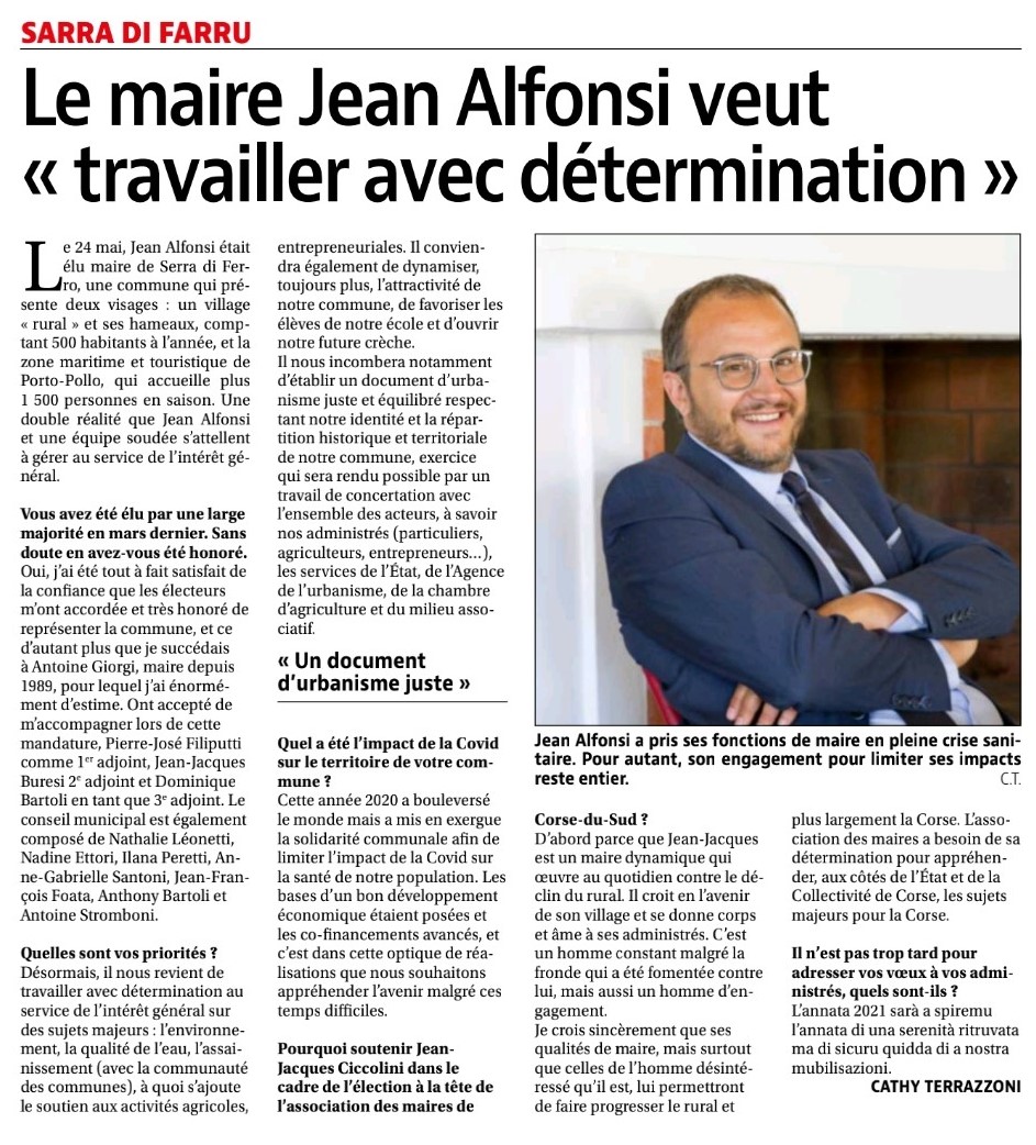  Article Corse matin du 19 janvier 2021