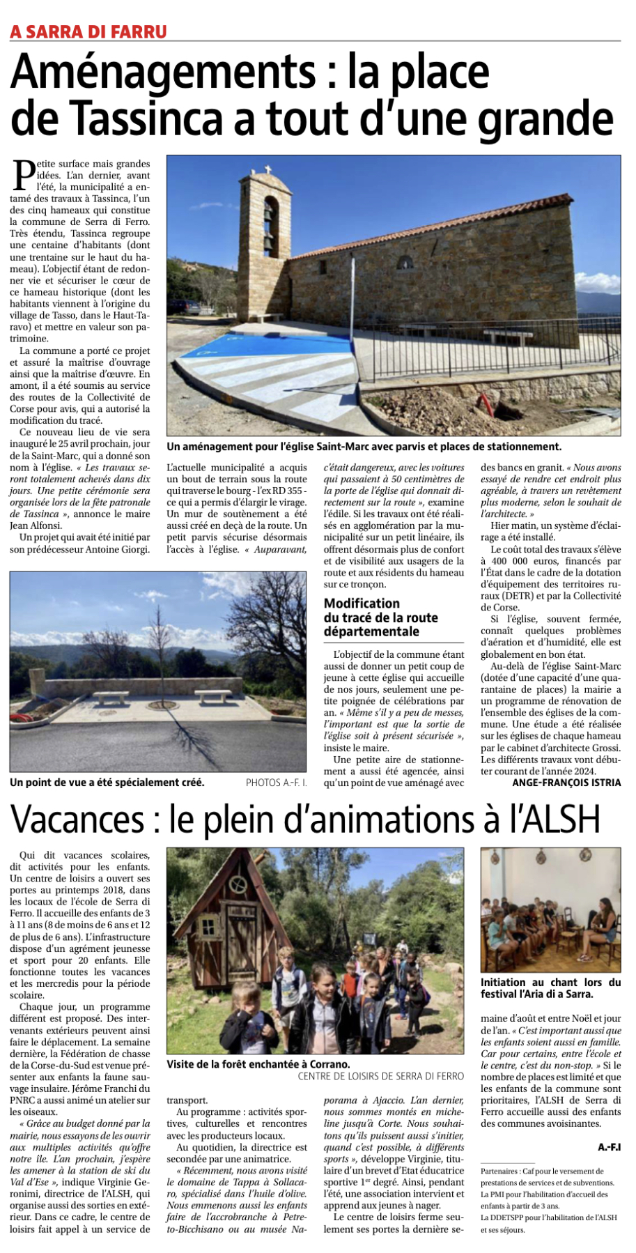 Article de Corse Matin du 28/02/23 d'Ange-François ISTRIA
