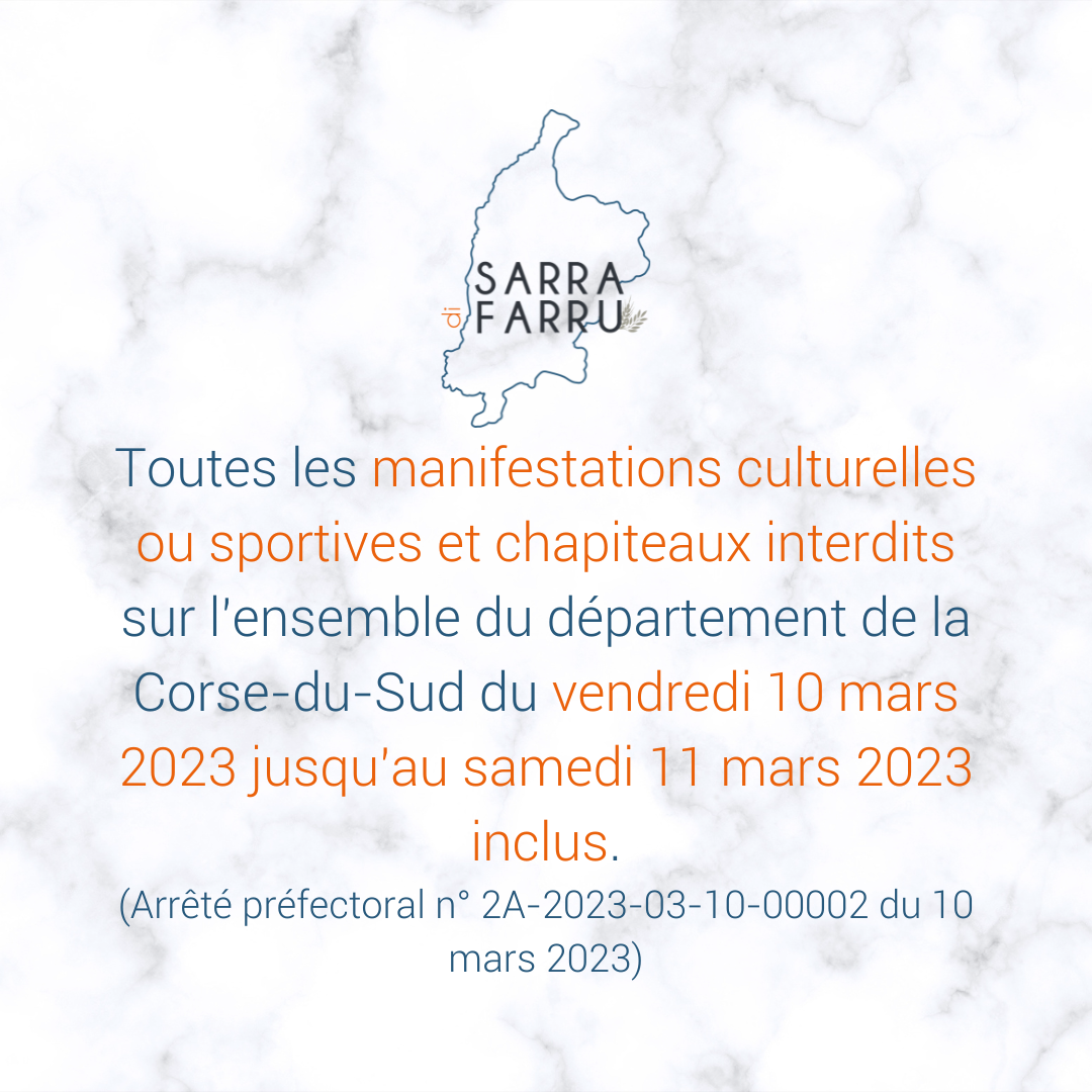 Arrêté portant interdiction de toutes les manifestations culturelles ou sportives et chapiteaux