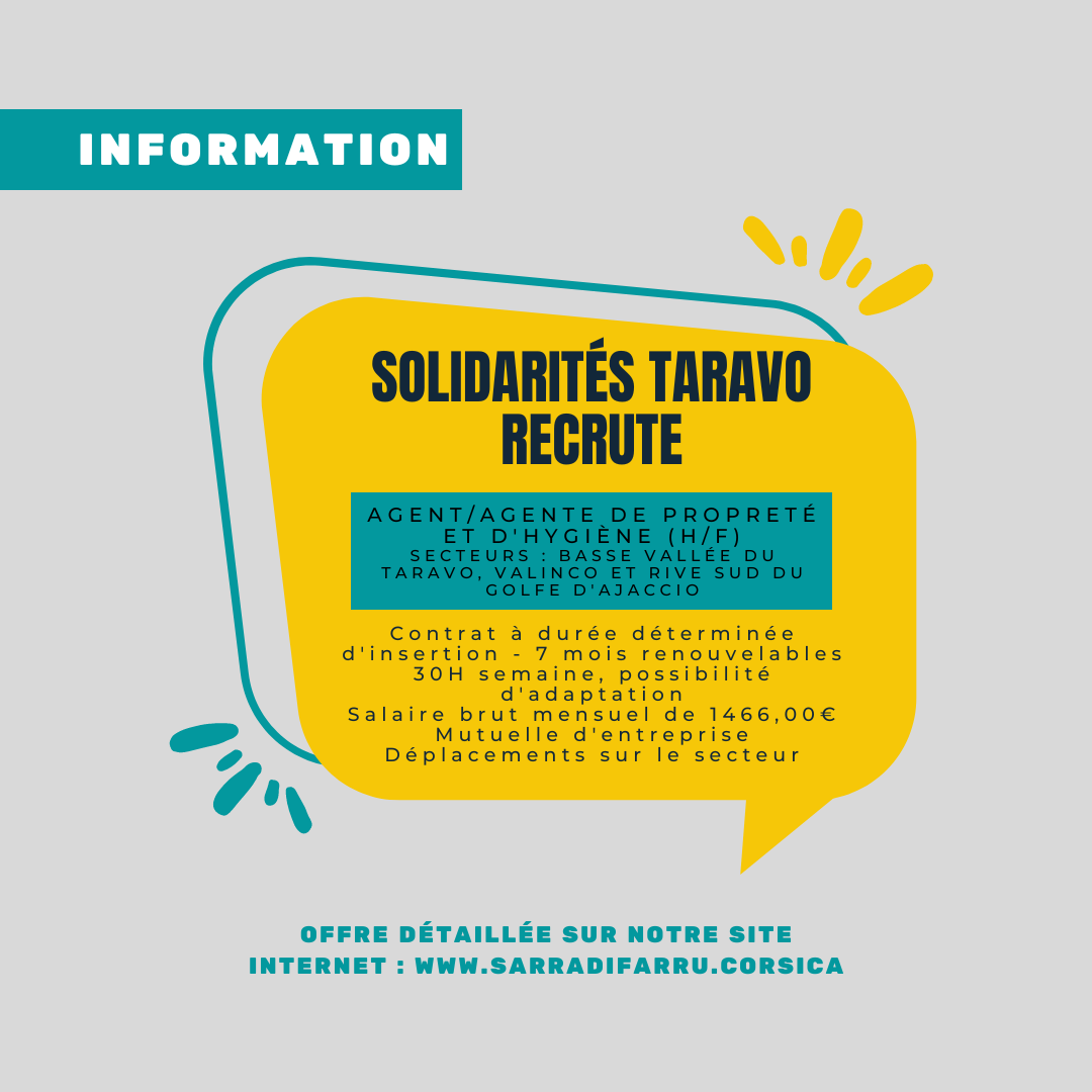 Solidarités Taravo recrute !
