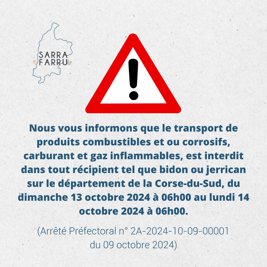 Interdiction de transport de produits combustibles, corrosifs et inflammables