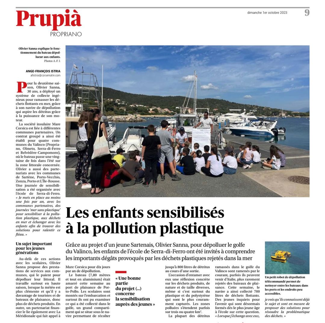 Article d'Ange-François ISTRIA dans le Corse-Matin du 01 octobre 2023