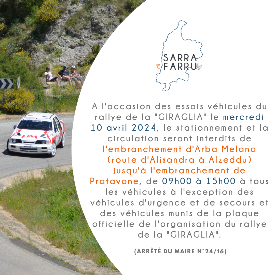 Rallye de la "GIRAGLIA" - essais véhicules