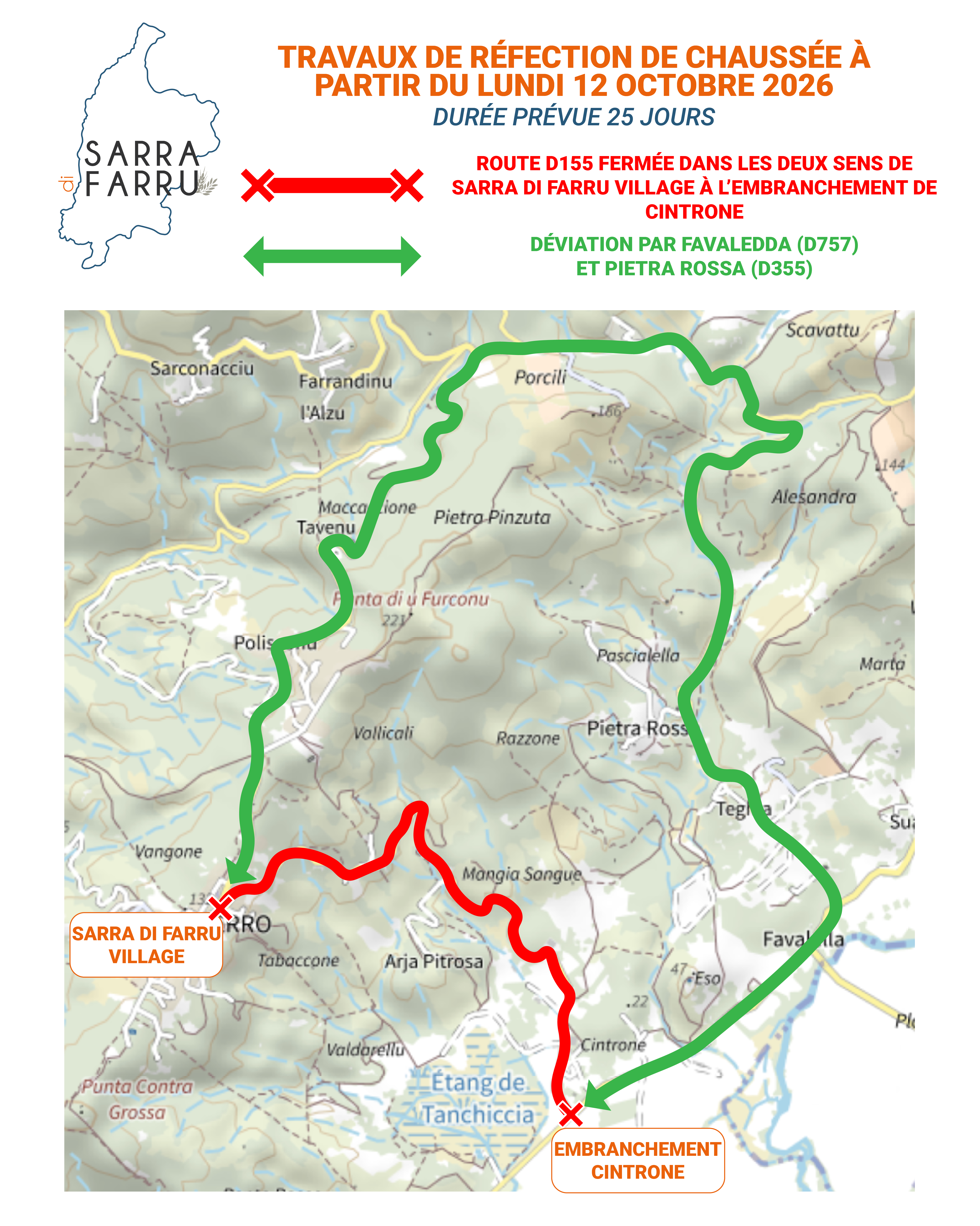 INFO TRAVAUX Collectivité de Corse – Réfection des routes à partir du lundi 12 octobre 2026