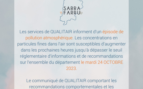 Episode de pollution atmosphérique lundi 18 septembre 2023