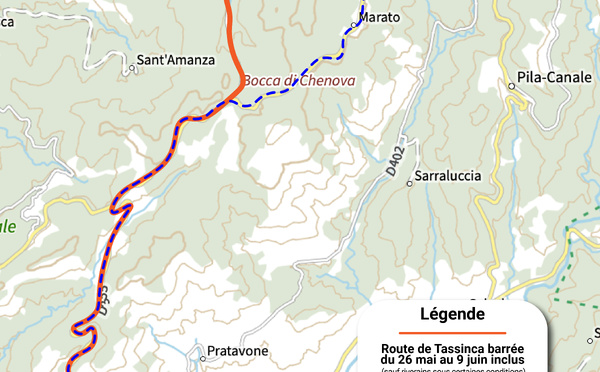 🛣️ Réfection des enrobés à Tassinca et sur la route d’Ajaccio du 26 mai au 27 juin 2025