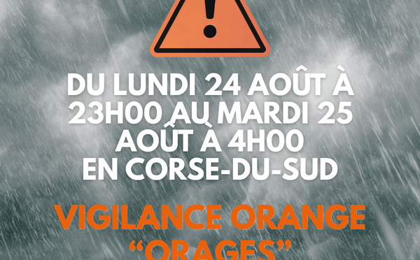 ALERTE MÉTÉOROLOGIQUE – VIGILANCE ORANGE « ORAGES » – Lundi 24 août 2026